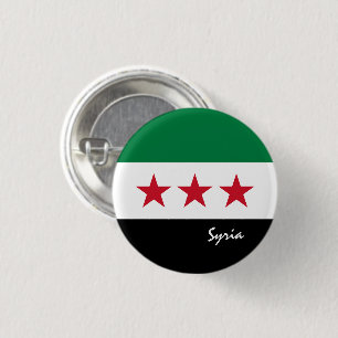 Syria Independence button, patriotic Syrian Flag 1 Inch Round Button