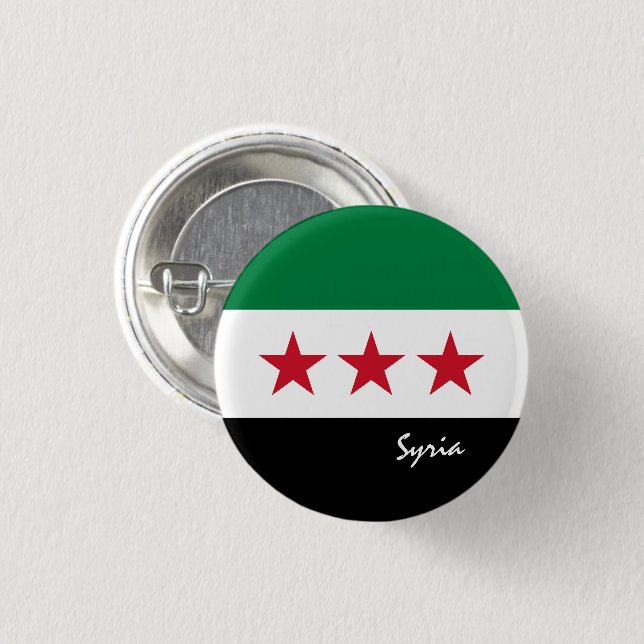 Syria Independence button, patriotic Syrian Flag 1 Inch Round Button (Front & Back)