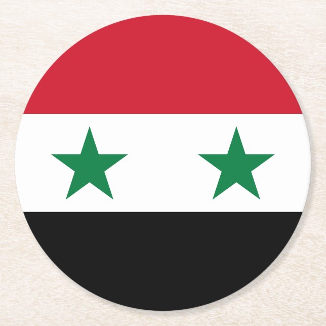Syria Old Flag Round Paper Coaster (Front)