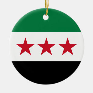 Syria ornament, Syrian Flag, Christmas, patriotic Ceramic Ornament