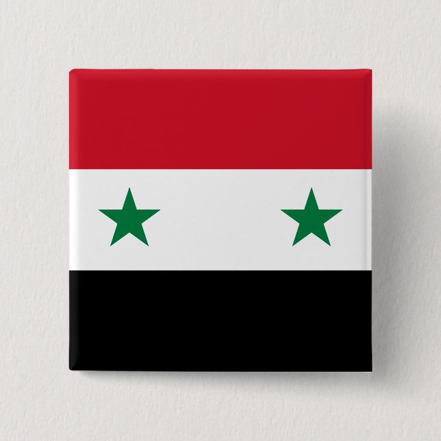 Syria (Syrian) Flag 2 Inch Square Button (Front)