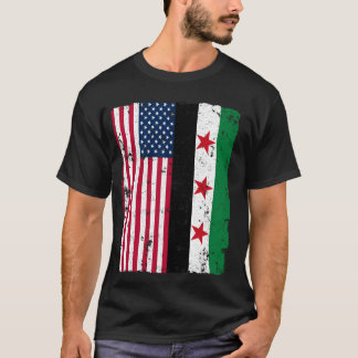 Syrian American Flag Syria Usa Pride Vintage T-Shirt