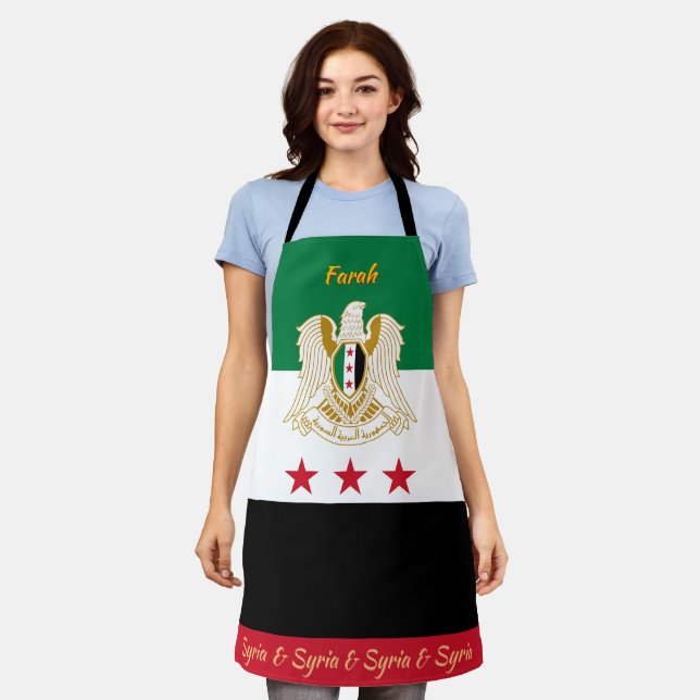 Syrian Flag apron, Syria Chefs kitchen Apron (Worn)