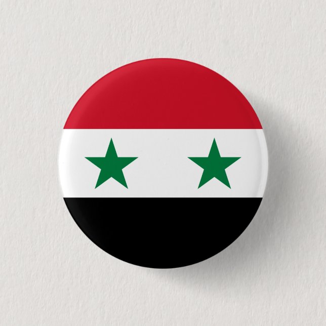 Syrian Flag, Flag of Syria 1 Inch Round Button (Front)