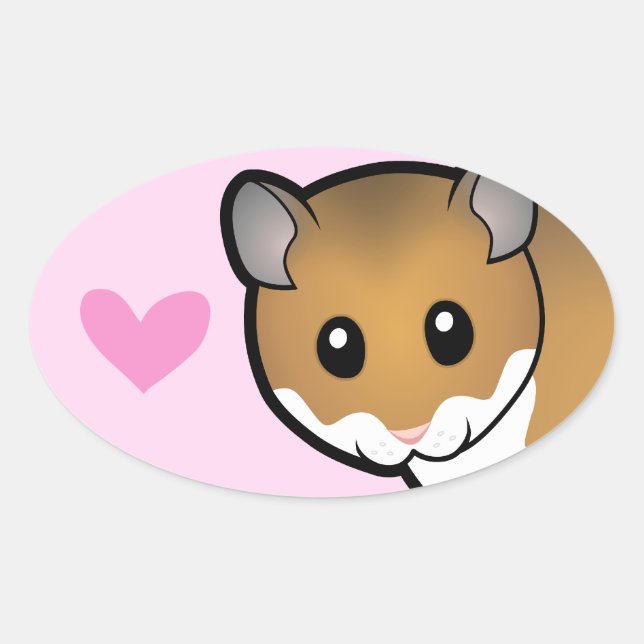 Syrian Hamster Love Oval Sticker (Front)