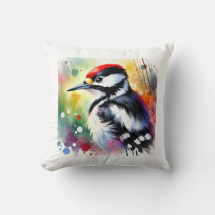 Syrian woodpecker 100924AREF104 - Watercolor Throw Pillow