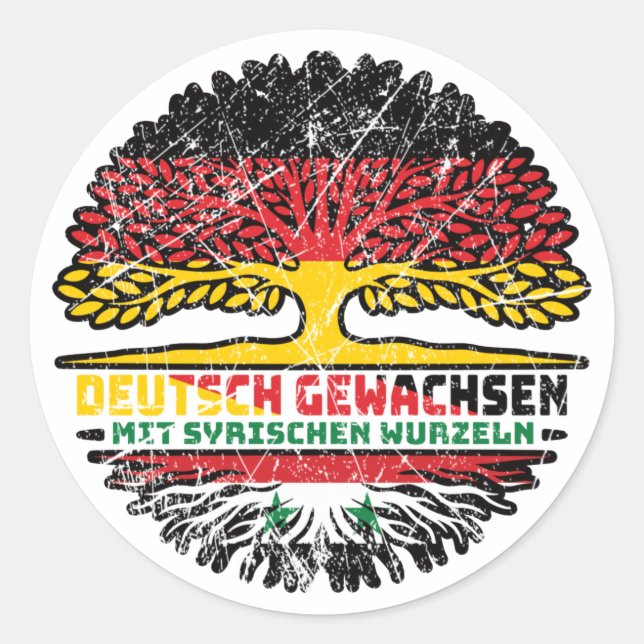 Syrien Syrisch Deutsch Deutschland Baum Wurzel Classic Round Sticker (Front)