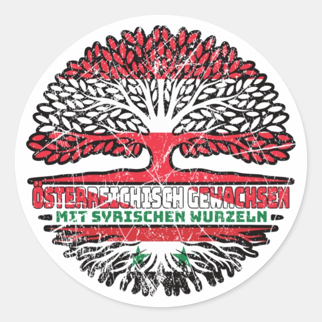 Syrien Syrisch Österreichisch Österreich Baum Classic Round Sticker (Front)