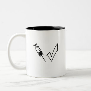 Syringe and tick symbol vaccinated Two-Tone coffee mug