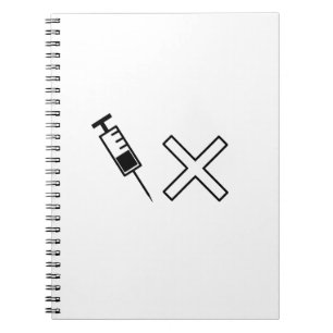 Syringe and x symbol no vaccine notebook