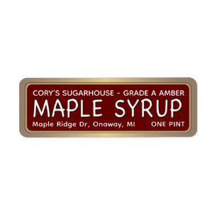 SYRUP MAPLE ÉTIQUETTE Métallurgique Bordure or