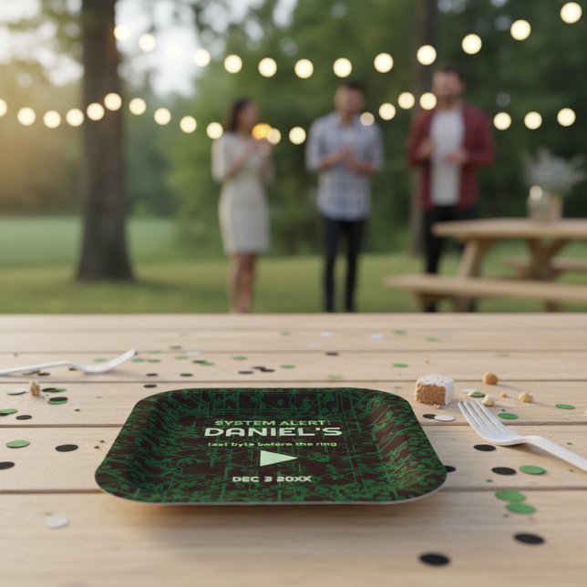 System Alert Hacker Bachelor  Paper Plate (Creator Uploaded)