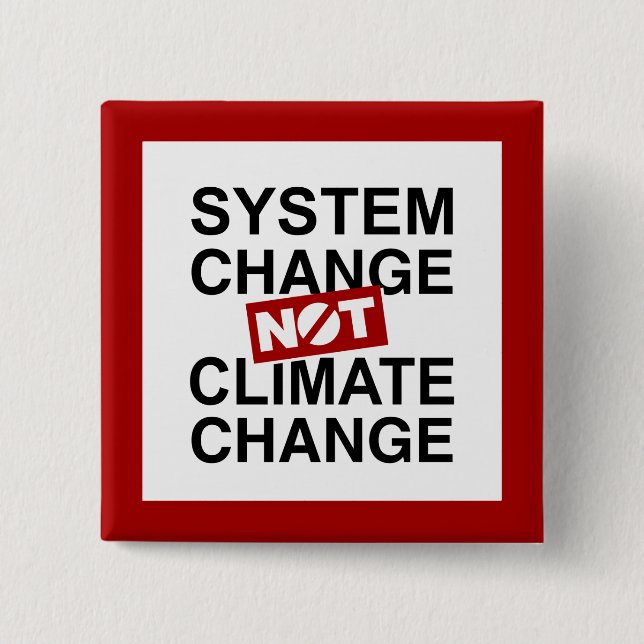 System Change Not Climate Change 2 Inch Square Button (Front)