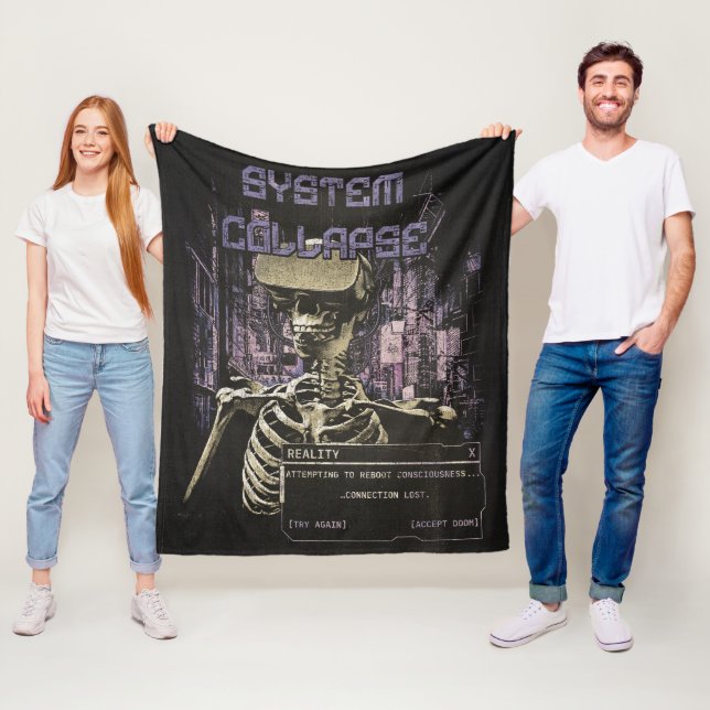 System Collapse - Techno-Dystopian Streetwear Fleece Blanket (In Situ)
