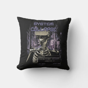 System Collapse - Techno-Dystopian Streetwear Throw Pillow