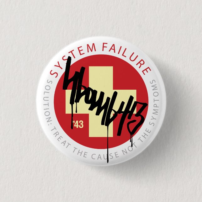 System Cross - Red 1 Inch Round Button (Front)