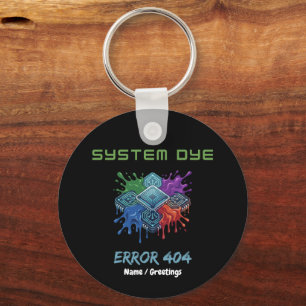 System Dye Error 404 Tech Glitch Microchip Graphic Keychain