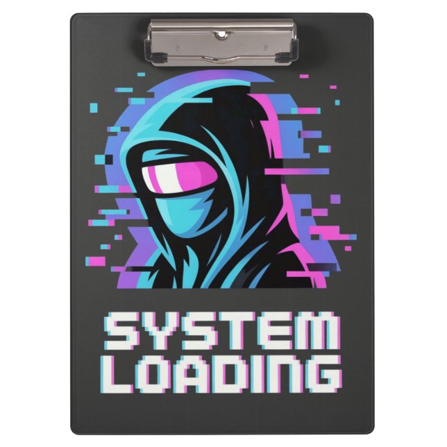 System Loading – Cyber Glitch Hoodie Art Clipboard (Front)