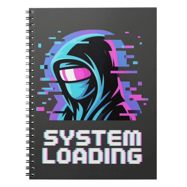 System Loading – Cyber Glitch Hoodie Art Notebook (Front)