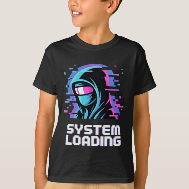 System Loading – Cyber Glitch Hoodie Art T-Shirt (Front)