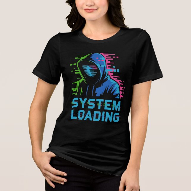 System Loading – Neon Glitch Cyber Hoodie Art Tee (Front)