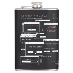 System Offline - Techno-Brutalist Design Hip Flask