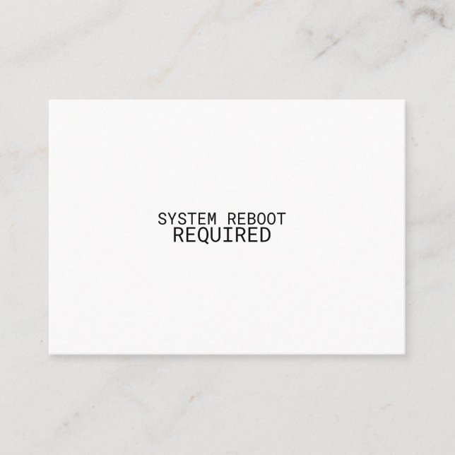 System Reboot Required Minimalist  Business Card (Front)