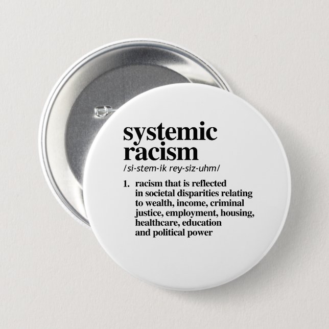 Systemic Racism Definition 3 Inch Round Button (Front & Back)