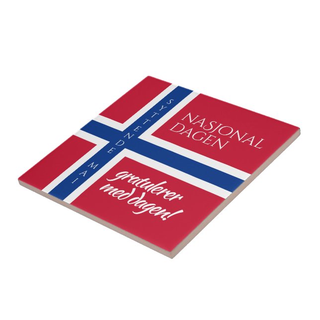 Syttende Mai May 17th Norwegian National Day Flag Tile (Side)