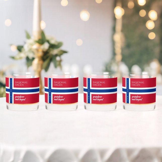 Syttende Mai May 17th Norwegian National Day Flag Whiskey Glass (Insitu (Wedding))