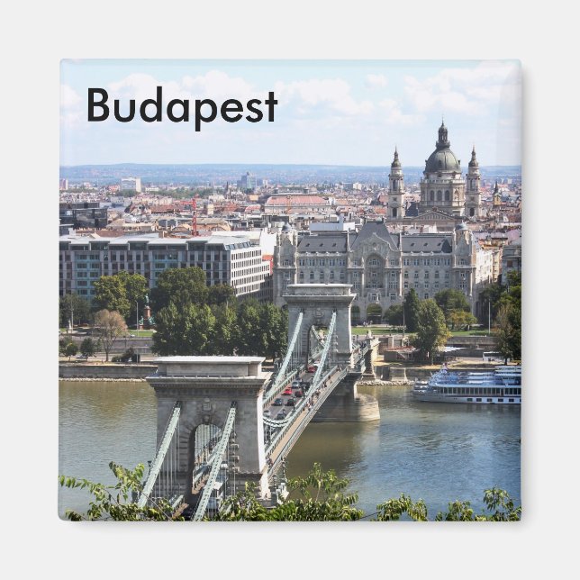 Szechenyi Chain Bridge, Budapest, Hungary, Buda... Magnet (Front)