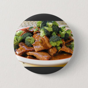 Szechwan Beef Broccoli Food Dinner 2 Inch Round Button