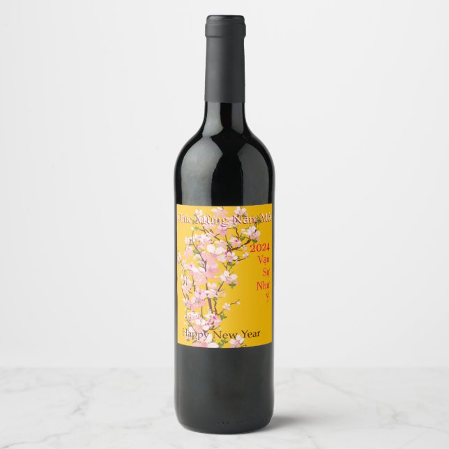 Tết Happy New Year Xuan Giap Thin Dragon 2024 Wine Label (Front)