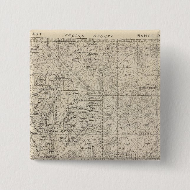 T1415S R2829E Tulare County Section Map 2 Inch Square Button (Front)