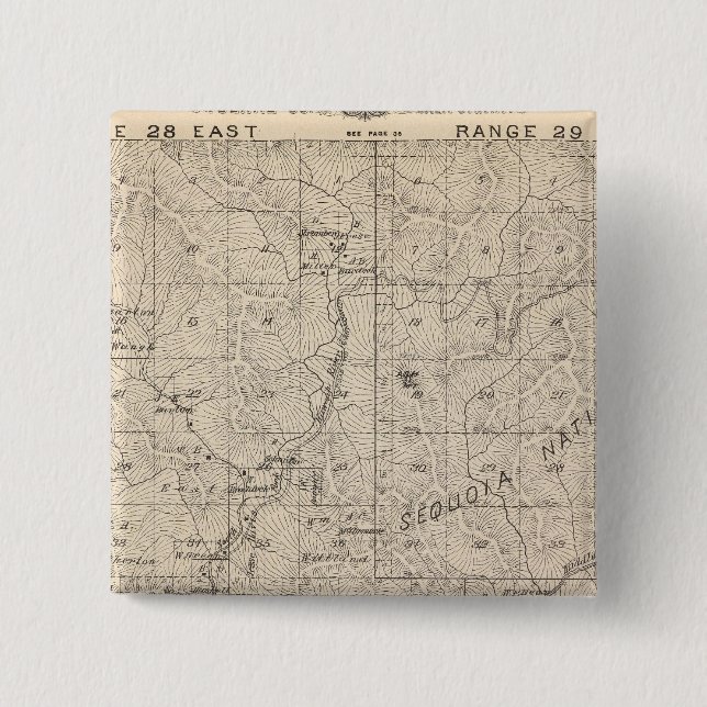 T1617S R2829E Tulare County Section Map 2 Inch Square Button (Front)