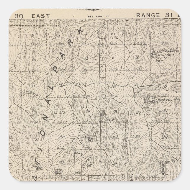 T1617S R3031E Tulare County Section Map Square Sticker (Front)