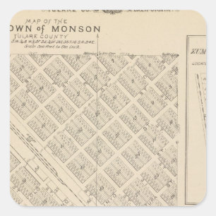 T16S R24E Tulare County Section Map Square Sticker