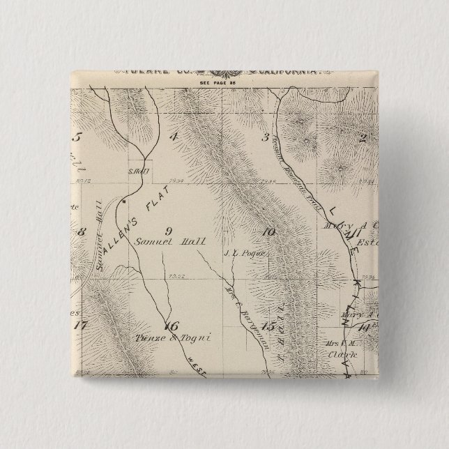 T16S R27E Tulare County Section Map 2 Inch Square Button (Front)