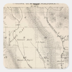 T16S R27E Tulare County Section Map Square Sticker
