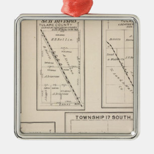 T17S R21E Tulare County Section Map Metal Ornament