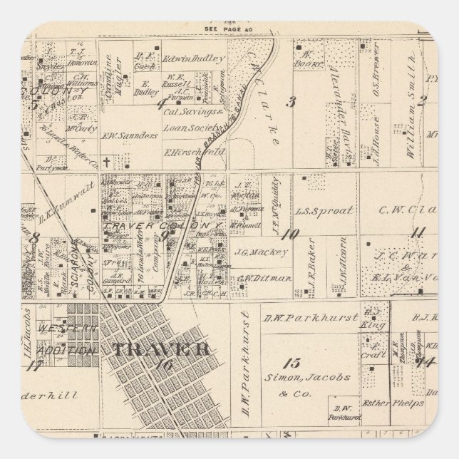 T17S R23E Tulare County Section Map Square Sticker (Front)