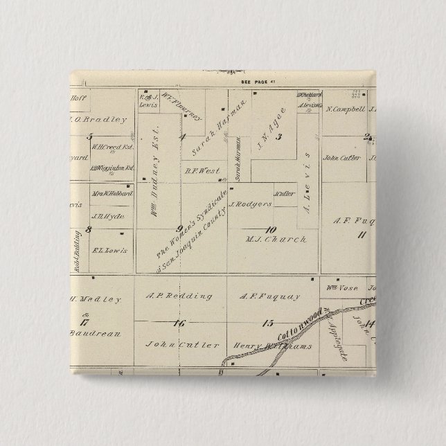 T17S R24E Tulare County Section Map 2 Inch Square Button (Front)