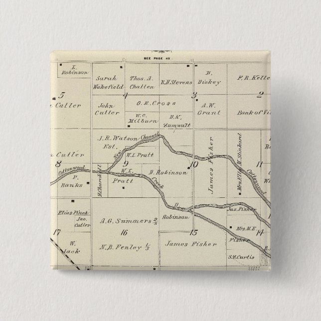 T17S R25E Tulare County Section Map 2 Inch Square Button (Front)