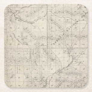 T1819S R2930E Tulare County Section Map Square Paper Coaster