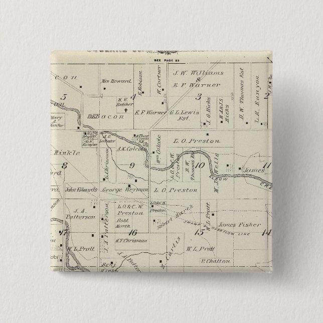 T18S R25E Tulare County Section Map 2 Inch Square Button (Front)