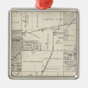 T19S R20E NE 1/4 Tulare County Section Map Metal Ornament