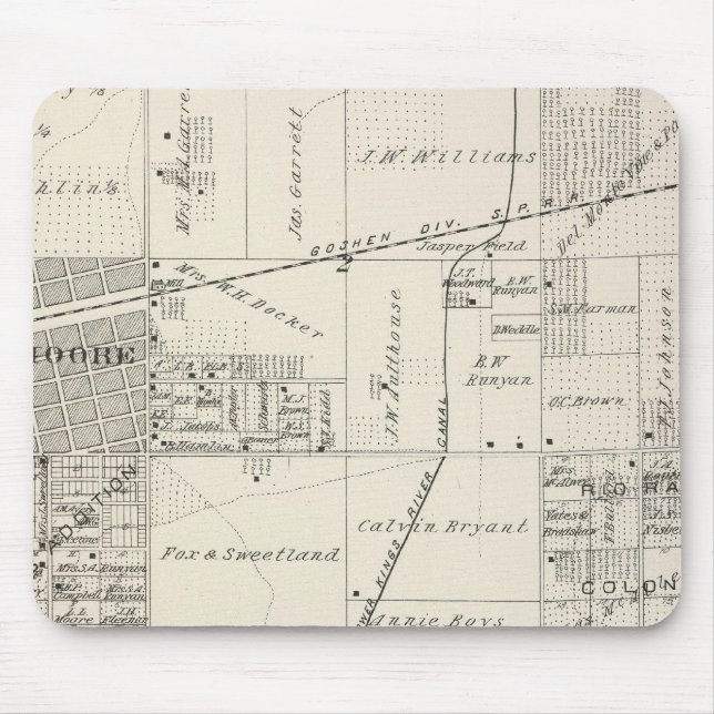T19S R20E NE 1/4 Tulare County Section Map Mouse Pad (Front)