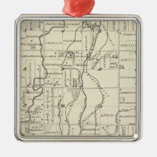 T19S R21E Tulare County Section Map Metal Ornament