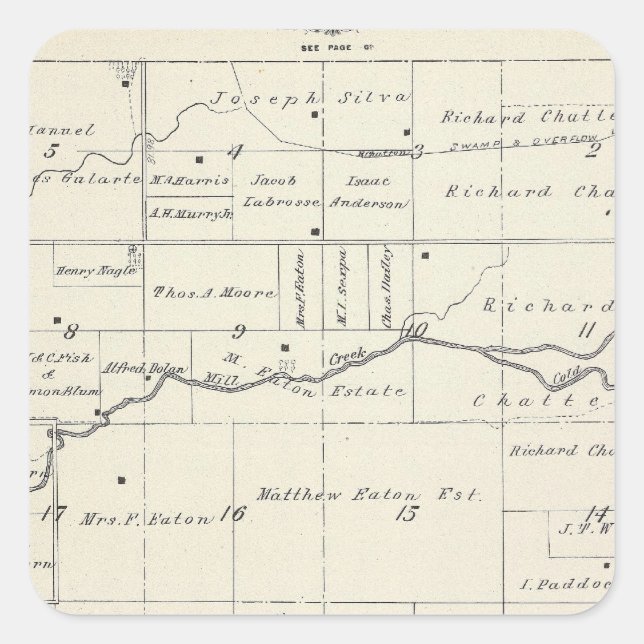 T19S R23E Tulare County Section Map Square Sticker (Front)