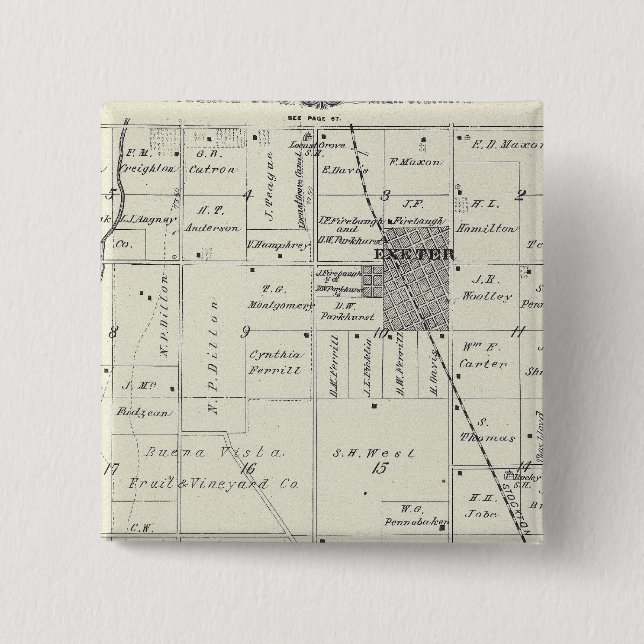T19S R26E Tulare County Section Map 2 Inch Square Button (Front)
